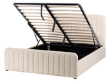 Bed Beige Velvet EU Double Size 4ft6 Tufted Headboard Metal Legs Modern Design Beliani