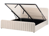 Bed Beige Velvet EU Super King Size 6ft Tufted Headboard Metal Legs Modern Design Beliani