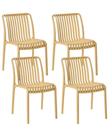 Set of 4 Dining Chairs Mustard Plastic Indoor Outdoor Stacking Garden without Armrests Minimalistic Style Beliani