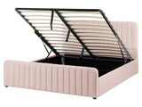 Ottoman Bed Pastel Pink Fabric Upholstered EU King Size With Headboard and Footboard Lift- Up Storage Beliani