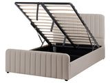 Ottoman Bed Taupe Fabric Upholstered EU Small Double Size With Headboard and Footboard Lift- Up Storage Beliani