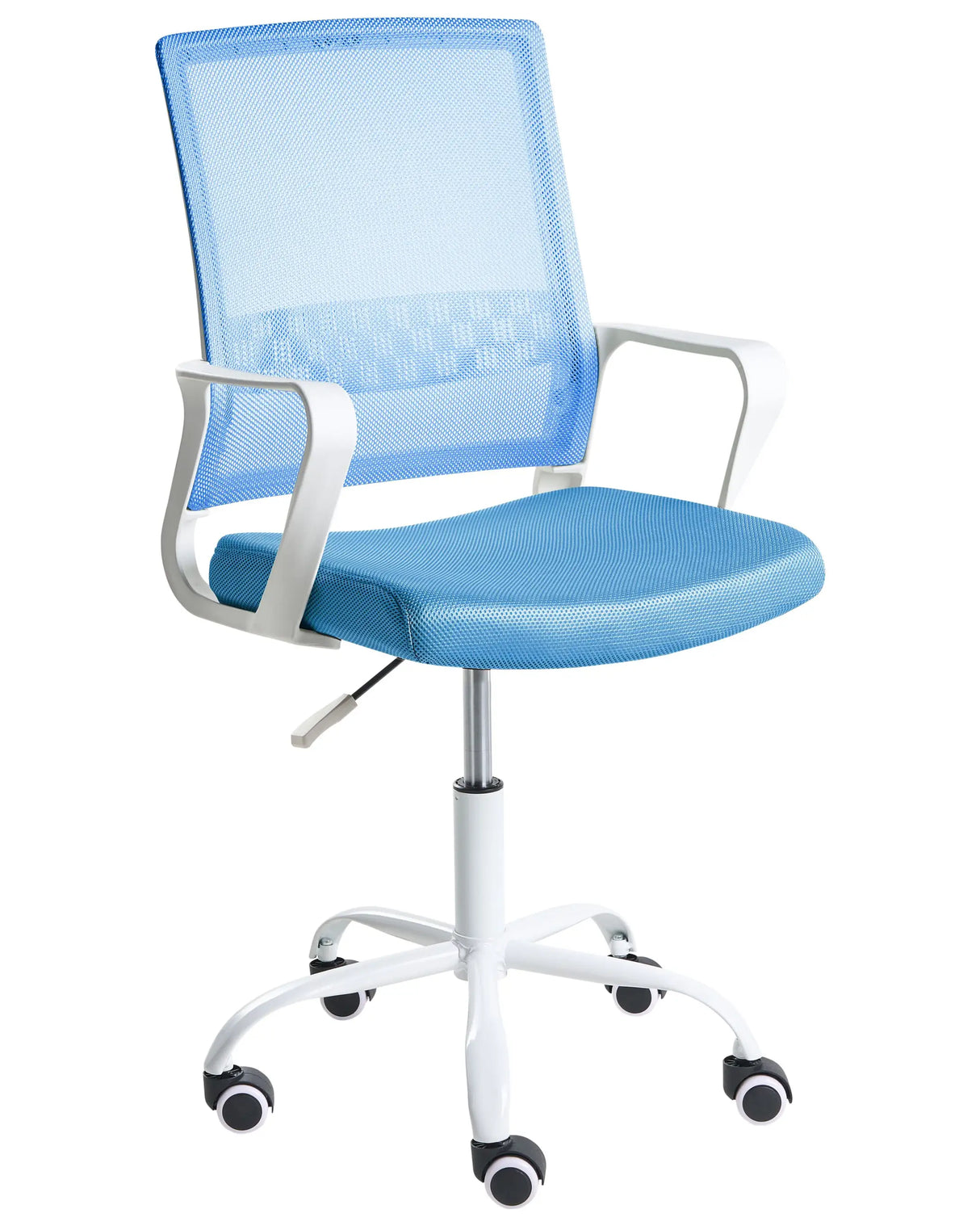 Office Chair Blue Mesh Fabric Upholstery Adjustable Height Swivel Desk Computer Home Office Beliani