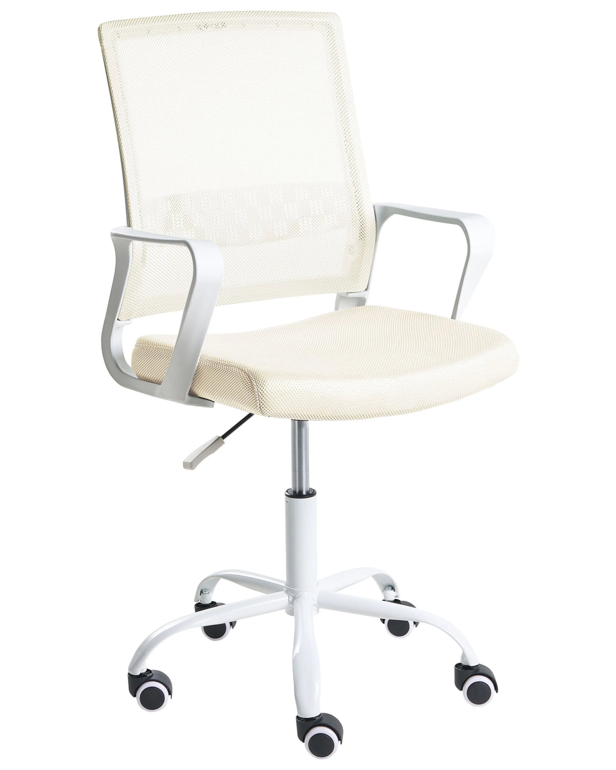 Office Chair Off-White Mesh Fabric Upholstery Adjustable Height Swivel Desk Computer Home Office Beliani