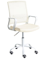 Office Chair Off-White Mesh Fabric Upholstery Adjustable Height Swivel Desk Computer Home Office Beliani