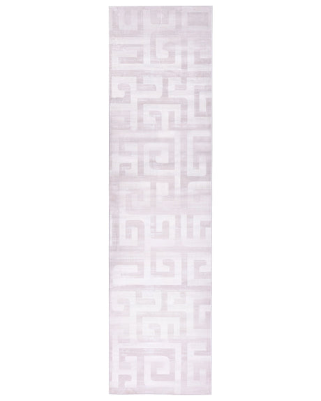 Runner Rug Beige Fabric 80 x 300 cm Modern Geometric Pattern Hallway For Underfloor Heating Anti-Slip Bottom Beliani