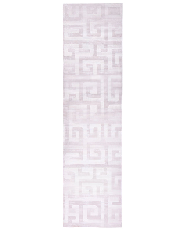 Runner Rug Beige Fabric 80 x 300 cm Modern Geometric Pattern Hallway For Underfloor Heating Anti-Slip Bottom Beliani