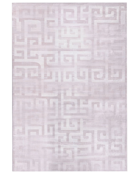 Area Rug Beige Fabric 140 x 200 cm Modern Geometric Pattern  Living Room Bedroom For Underfloor Heating Anti-Slip Bottom Beliani
