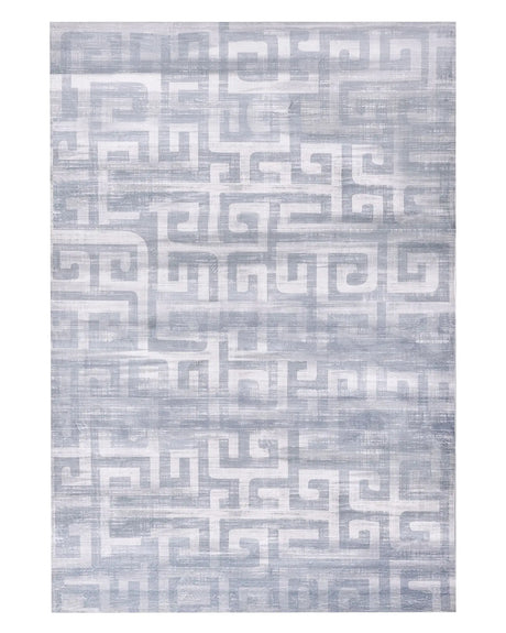 Area Rug Grey Fabric 140 x 200 cm Modern Geometric Pattern Living Room Bedroom For Underfloor Heating Anti-Slip Bottom Beliani