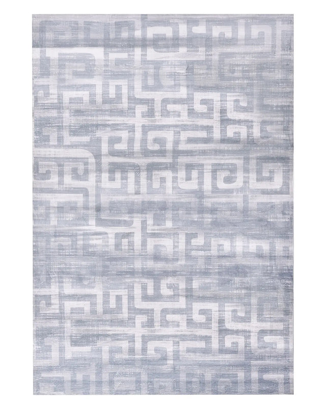 Area Rug Grey Fabric 140 x 200 cm Modern Geometric Pattern Living Room Bedroom For Underfloor Heating Anti-Slip Bottom Beliani