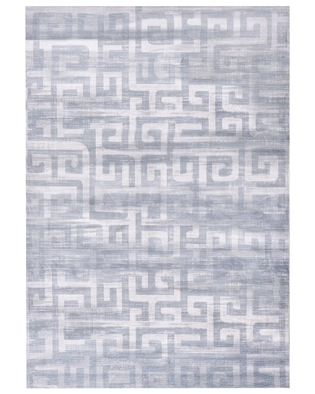 Area Rug Grey Fabric 160 x 230 cm Modern Geometric Pattern Living Room Bedroom For Underfloor Heating Anti-Slip Bottom Beliani
