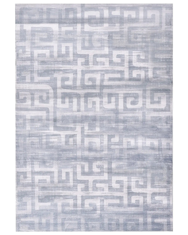 Area Rug Grey Fabric 160 x 230 cm Modern Geometric Pattern Living Room Bedroom For Underfloor Heating Anti-Slip Bottom Beliani