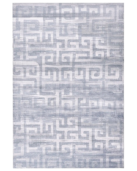 Area Rug Grey Fabric 200 x 300 cm Modern Geometric Pattern Living Room Bedroom For Underfloor Heating Anti-Slip Bottom Beliani