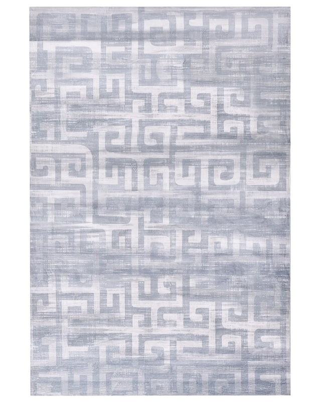 Area Rug Grey Fabric 200 x 300 cm Modern Geometric Pattern Living Room Bedroom For Underfloor Heating Anti-Slip Bottom Beliani