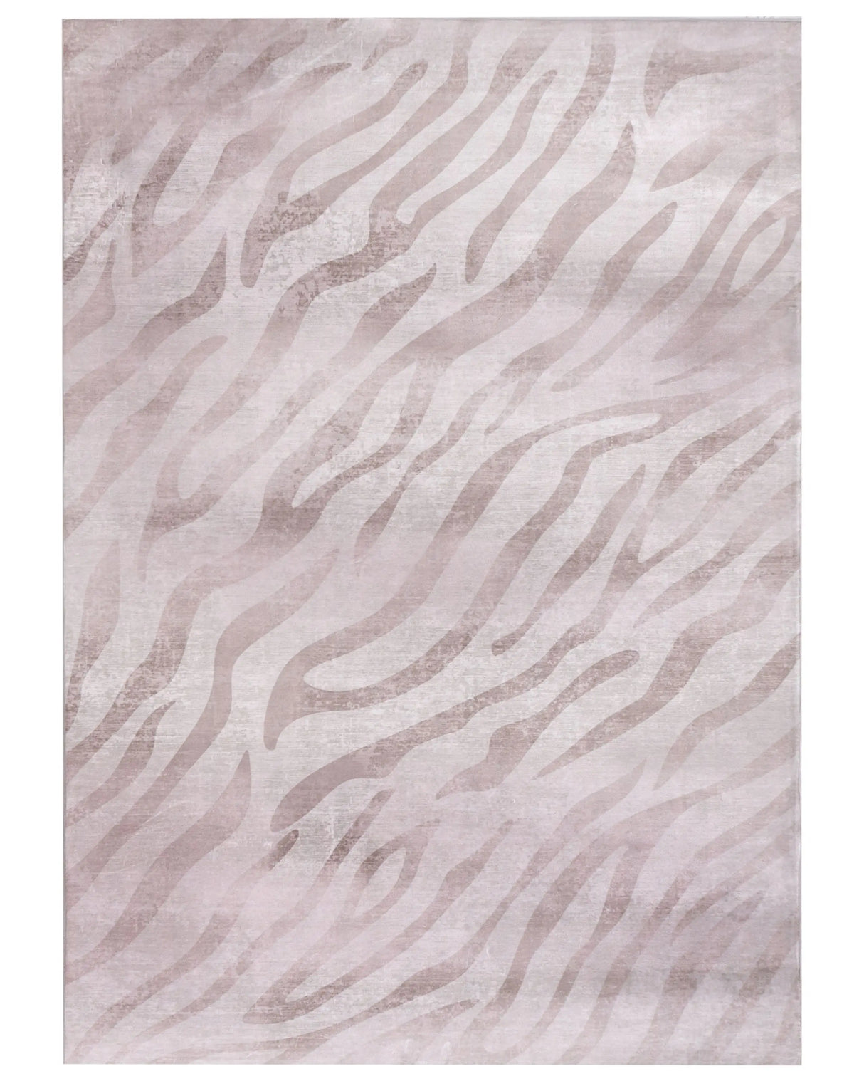 Area Rug Beige Fabric 140 x 200 cm Modern Zebra Pattern Living Room Bedroom For Underfloor Heating Anti-Slip Bottom Beliani