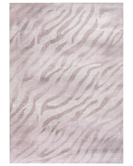 Area Rug Beige Fabric 160 x 230 cm Modern Zebra Pattern Living Room Bedroom For Underfloor Heating Anti-Slip Bottom Beliani