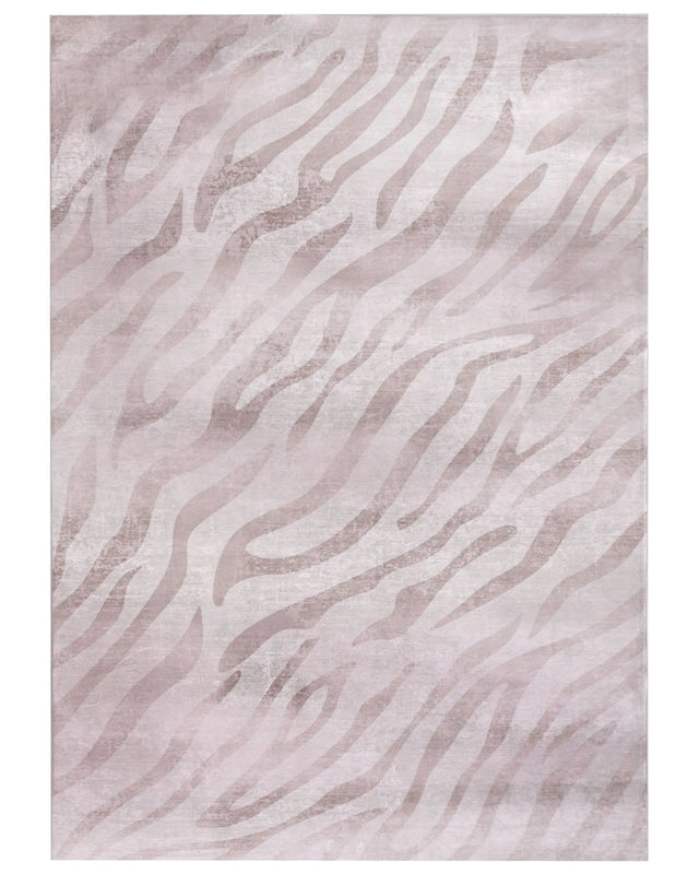 Area Rug Beige Fabric 160 x 230 cm Modern Zebra Pattern Living Room Bedroom For Underfloor Heating Anti-Slip Bottom Beliani