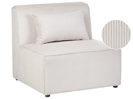 1-Seat Section Beige Corduroy Jumbo Cord Sofa Module Modern Single-Seat Beliani