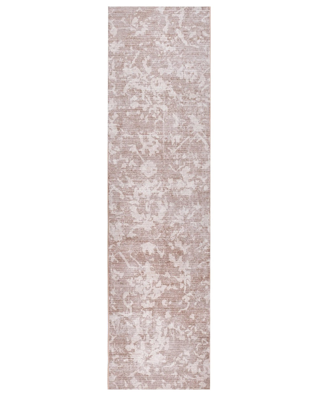 Runner Rug Beige Fabric 80 x 300 cm Modern Solid Hallway For Underfloor Heating Anti-Slip Bottom Beliani