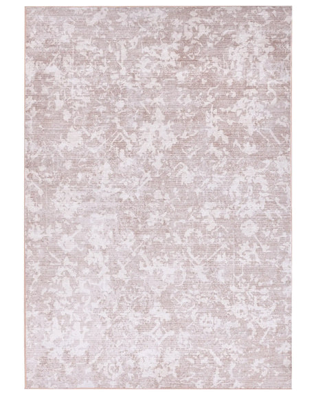 Area Rug Beige Fabric 140 x 200 cm Modern Solid Living Room Bedroom For Underfloor Heating Anti-Slip Bottom Beliani