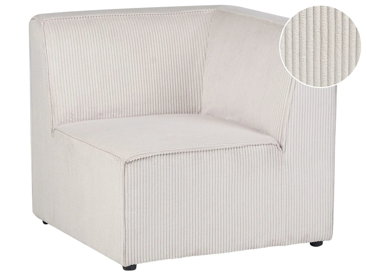 Corner Section Right Beige Corduroy 1-Seat Jumbo Cord Left Hand Sofa Module Modern Single-Seat Beliani