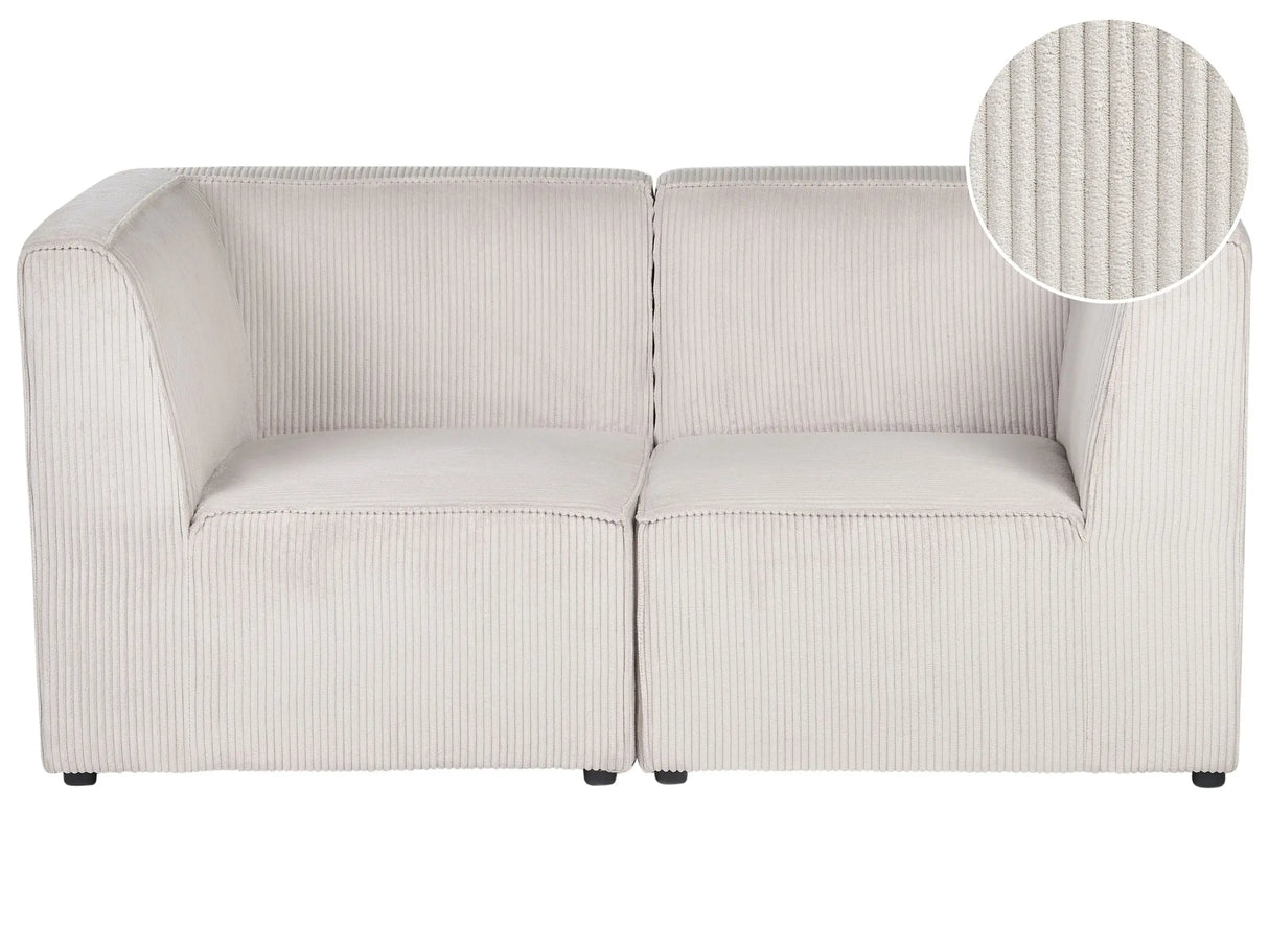 Modular 2 Seater Sofa Beige Corduroy Sectional Two Piece Sofa Modern Jumbo Cord Minimalistic Style Beliani