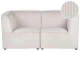 Modular 2 Seater Sofa Beige Corduroy Sectional Two Piece Sofa Modern Jumbo Cord Minimalistic Style Beliani