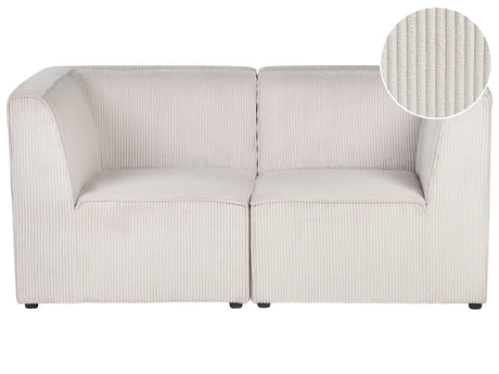 Modular 2 Seater Sofa Beige Corduroy Sectional Two Piece Sofa Modern Jumbo Cord Minimalistic Style Beliani