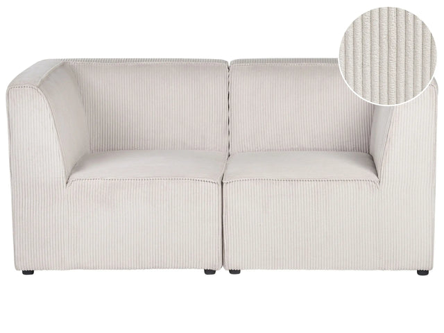 Modular 2 Seater Sofa Beige Corduroy Sectional Two Piece Sofa Modern Jumbo Cord Minimalistic Style Beliani