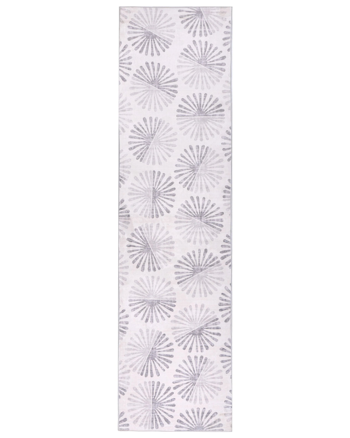 Runner Rug Off-White Fabric 80 x 300 cm Modern Abstract Pattern Hallway For Underfloor Heating Anti-Slip Bottom Beliani