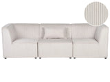 Modular 3 Seater Sofa Beige Corduroy Sectional Two Piece Sofa Modern Jumbo Cord Minimalistic Style Beliani