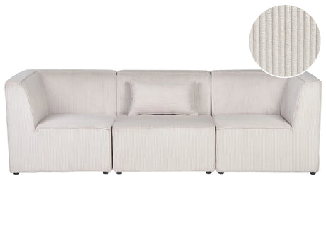 Modular 3 Seater Sofa Beige Corduroy Sectional Two Piece Sofa Modern Jumbo Cord Minimalistic Style Beliani
