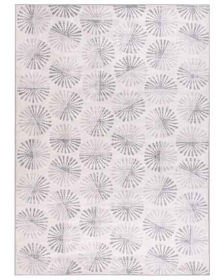 Area Rug Off-White Fabric 140 x 200 cm Modern Abstract Pattern Hallway For Underfloor Heating Anti-Slip Bottom Beliani