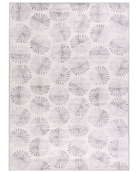 Area Rug Off-White Fabric 160 x 230 cm Modern Abstract Pattern Hallway For Underfloor Heating Anti-Slip Bottom Beliani