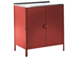 Outdoor Kitchen Cabinet Red Stainless Steel 2 Door Unit with Top Garden Kitchen Dining Beliani