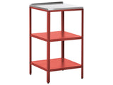 Outdoor Kitchen Island Red Stainless Steel 2 Shelves Unit with Top Garden Kitchen Dining Beliani