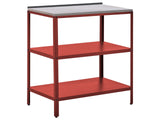 Outdoor Kitchen Island Red Stainless Steel 80 x 50 x 92 cm 2 Shelves Unit with Top Garden Kitchen Dining Beliani