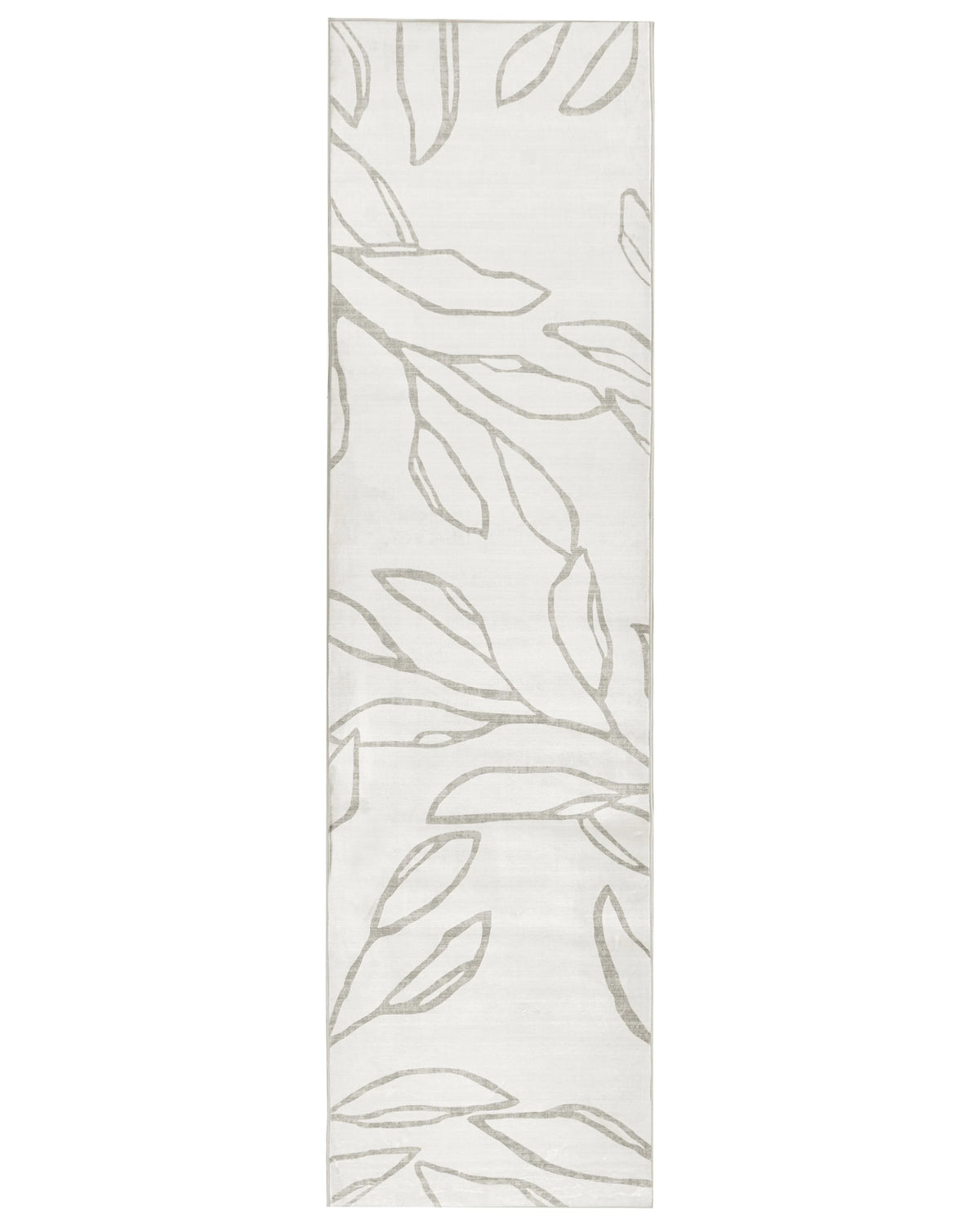 Runner Rug Light Beige Fabric 80 x 300 cm Modern Leaves Pattern Hallway For Underfloor Heating Anti-Slip Bottom Low-Pile Beliani