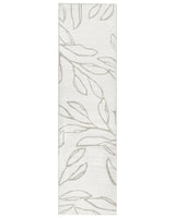 Runner Rug Light Beige Fabric 80 x 300 cm Modern Leaves Pattern Hallway For Underfloor Heating Anti-Slip Bottom Low-Pile Beliani