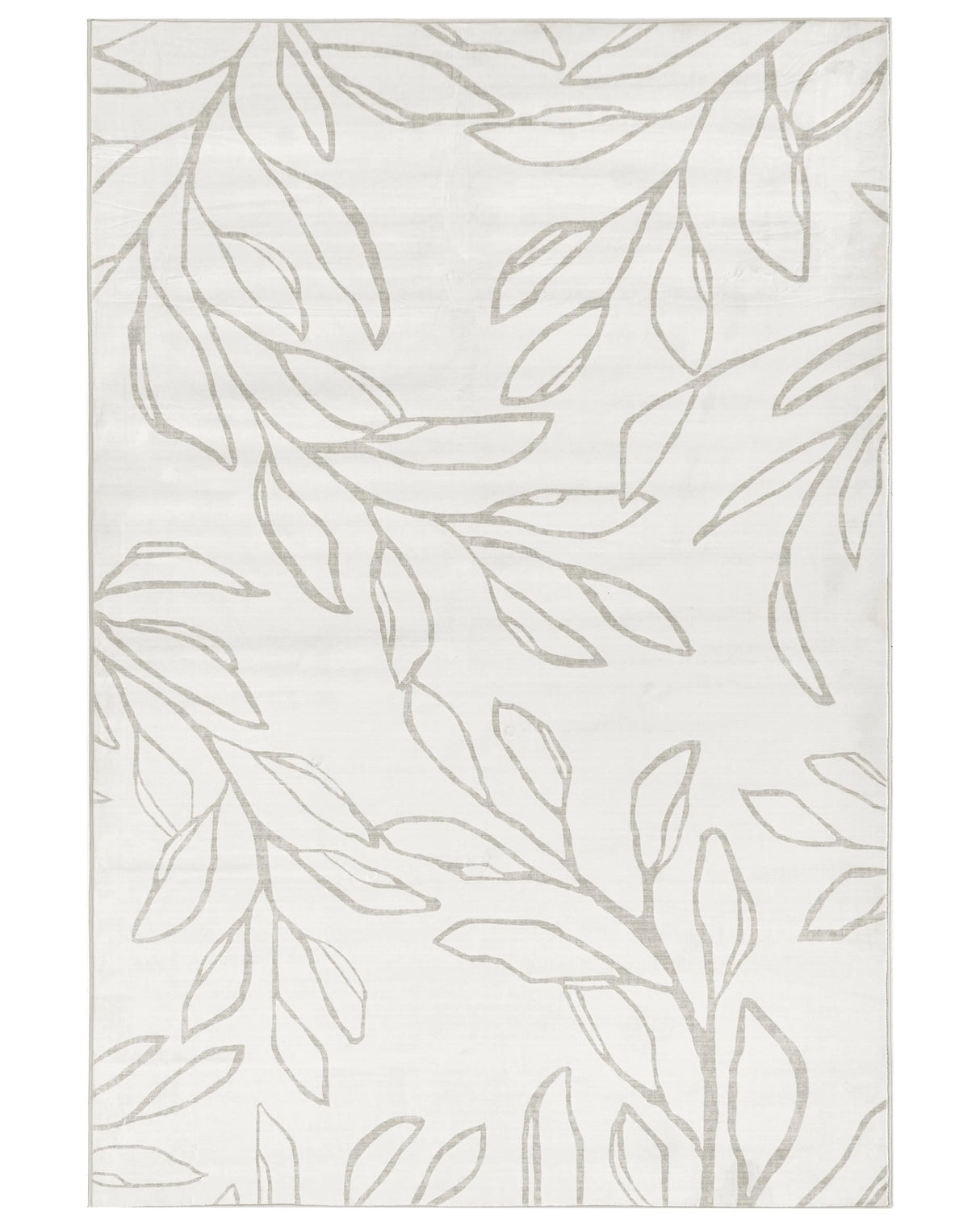 Rug Light Beige Fabric 140 x 200 cm Modern Leaves Pattern Living Room Bedroom For Underfloor Heating Anti-Slip Bottom Low-Pile Beliani