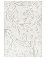 Rug Light Beige Fabric 140 x 200 cm Modern Leaves Pattern Living Room Bedroom For Underfloor Heating Anti-Slip Bottom Low-Pile Beliani