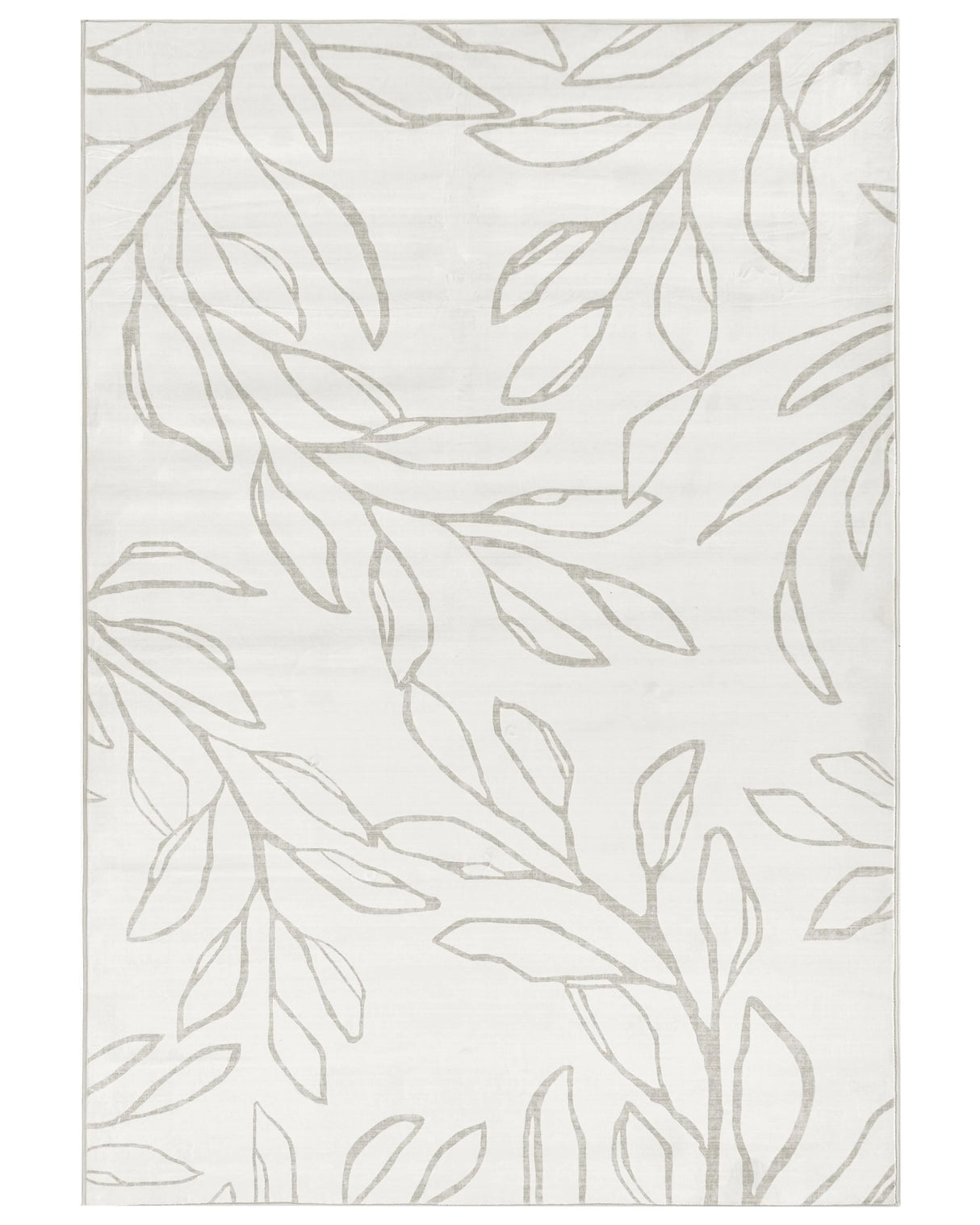 Rug Light Beige Fabric 160 x 230 cm Modern Leaves Pattern Living Room Bedroom For Underfloor Heating Anti-Slip Bottom Low-Pile Beliani