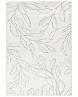 Rug Light Beige Fabric 160 x 230 cm Modern Leaves Pattern Living Room Bedroom For Underfloor Heating Anti-Slip Bottom Low-Pile Beliani