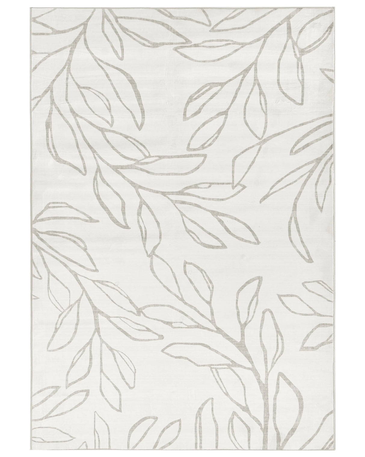 Rug Light Beige Fabric 200 x 300 cm Modern Leaves Pattern Living Room Bedroom For Underfloor Heating Anti-Slip Bottom Low-Pile Beliani