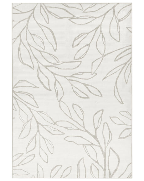 Rug Light Beige Fabric 200 x 300 cm Modern Leaves Pattern Living Room Bedroom For Underfloor Heating Anti-Slip Bottom Low-Pile Beliani
