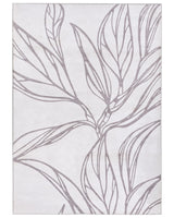 Rug Light Beige Fabric 140 x 200 cm Elegant Minimalistic Leaves Pattern Living Room Bedroom For Underfloor Heating Anti-Slip Bottom Low-Pile Beliani