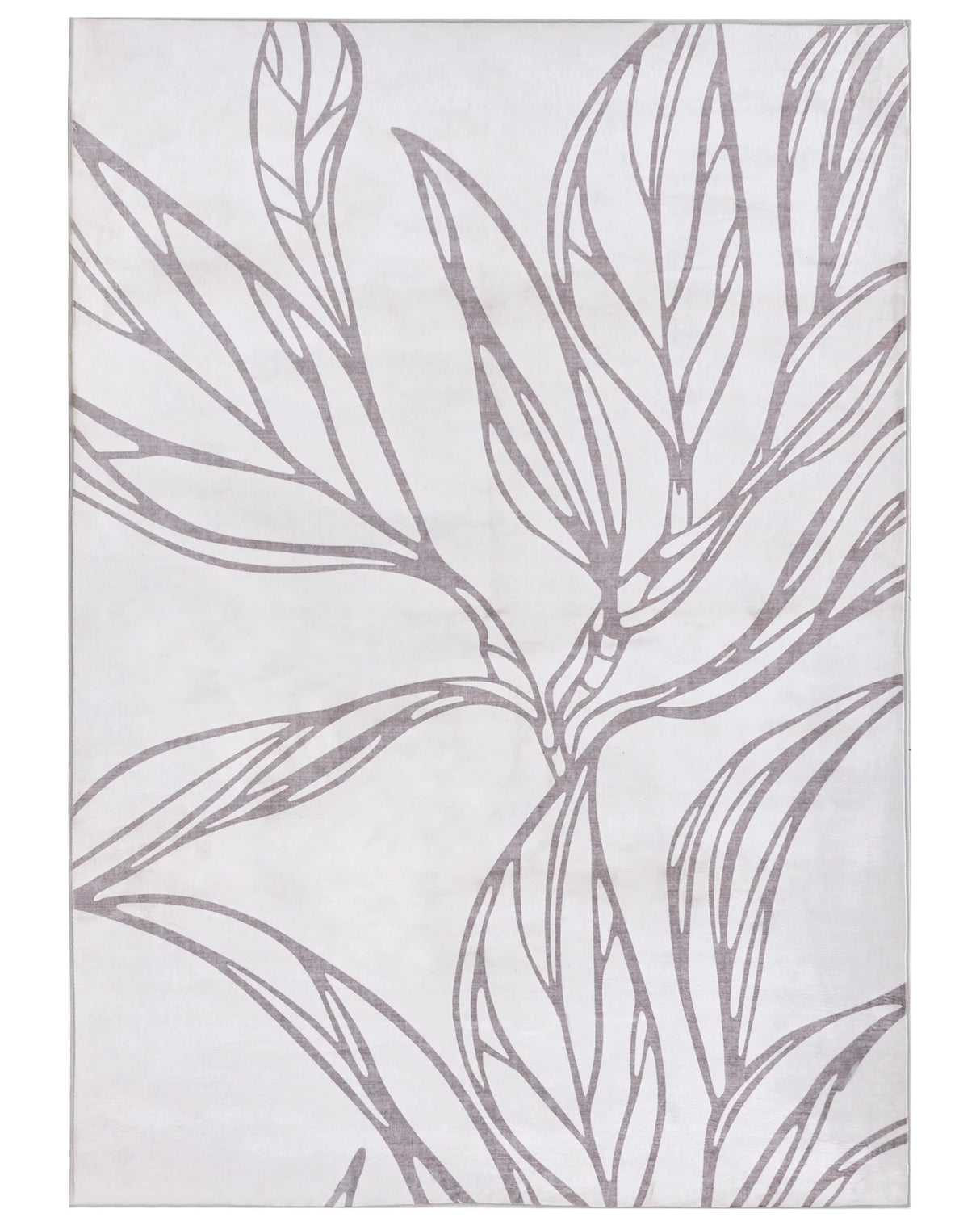 Rug Light Beige Fabric 160 x 230 cm Elegant Minimalistic Leaves Pattern Living Room Bedroom For Underfloor Heating Anti-Slip Bottom Low-Pile Beliani