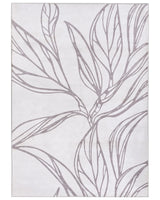 Rug Light Beige Fabric 160 x 230 cm Elegant Minimalistic Leaves Pattern Living Room Bedroom For Underfloor Heating Anti-Slip Bottom Low-Pile Beliani
