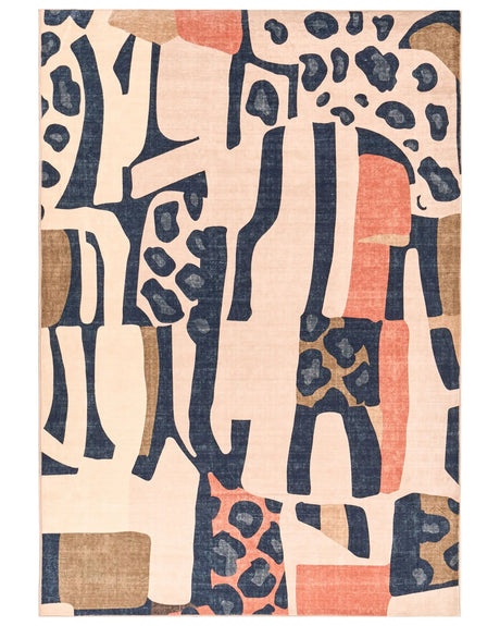 Area Rug Multicolour Fabric 160 x 230 cm Modern Abstract Pattern Living Room Bedroom For Underfloor Heating Anti-Slip Bottom Beliani