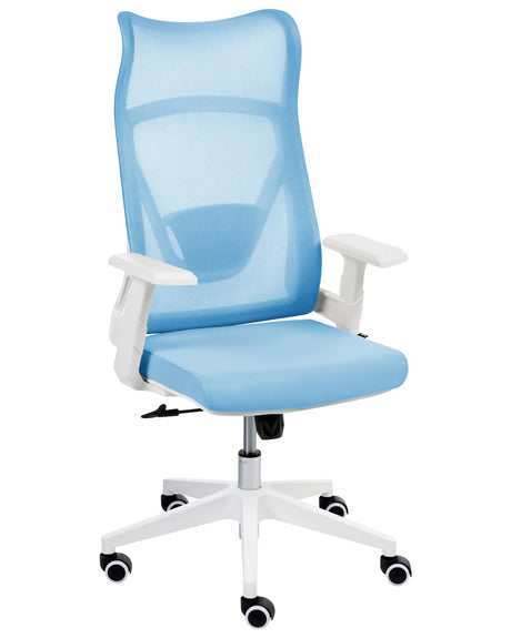 Office Chair Light Blue Mesh Swivel Base Adjustable Height Armrests Home Office Modern Beliani