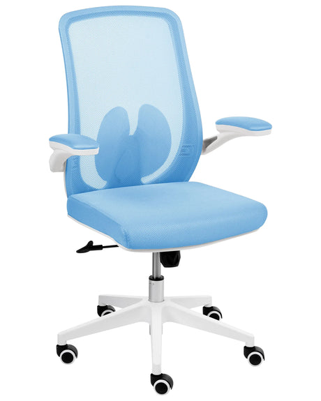 Office Chair Light Blue Mesh Swivel Base Adjustable Height Lift-Up Armrests Home Office Modern Beliani